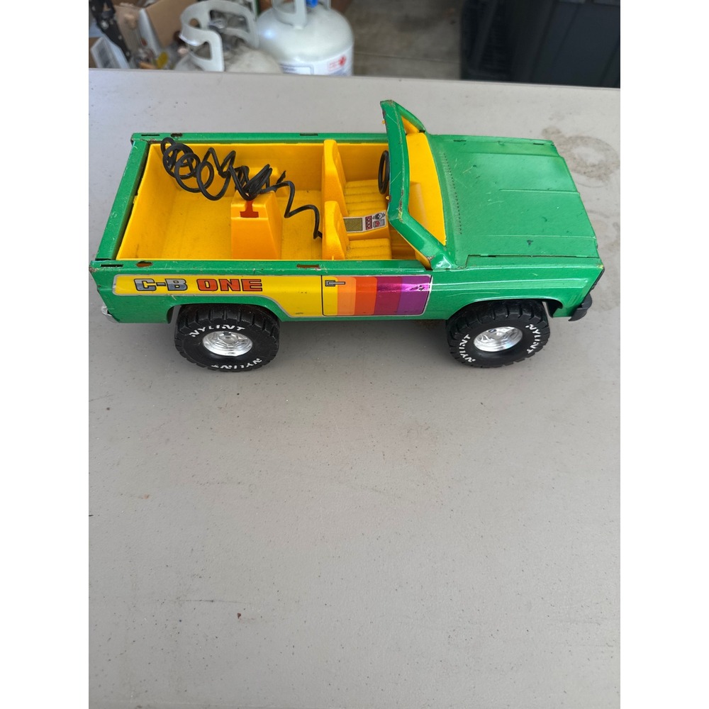 Vintage Nylint C-B One Pressed Steel Truck Green Yellow CB Radio Toy 1970s